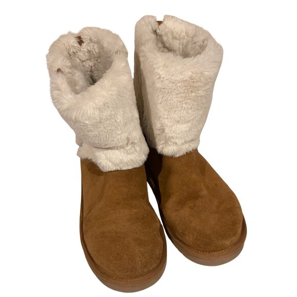 Koolaburra by UGG Aubrei Mini Booties Size 8 Women’s Brown Suede Faux Shearling - Picture 2 of 10